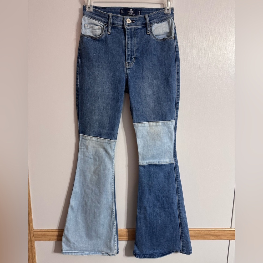 Hollister Blue Patchwork High Rise Vintage Flare Jeans Size 25